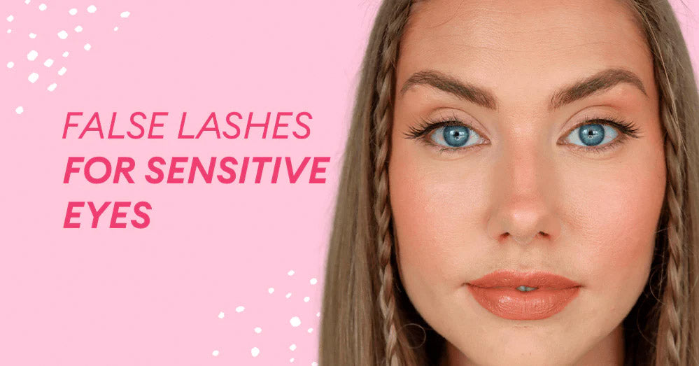 A woman with sensitive eyes wearing false eyelashes
