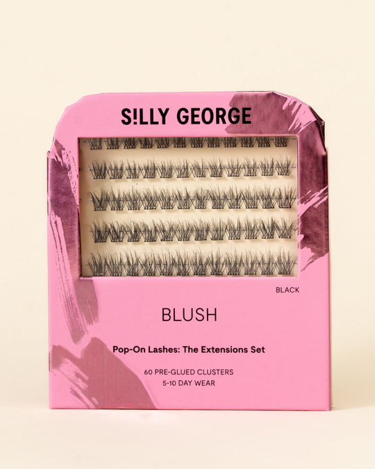 Back Blush Pop-On Lashes: The Extensions Set package with pink design