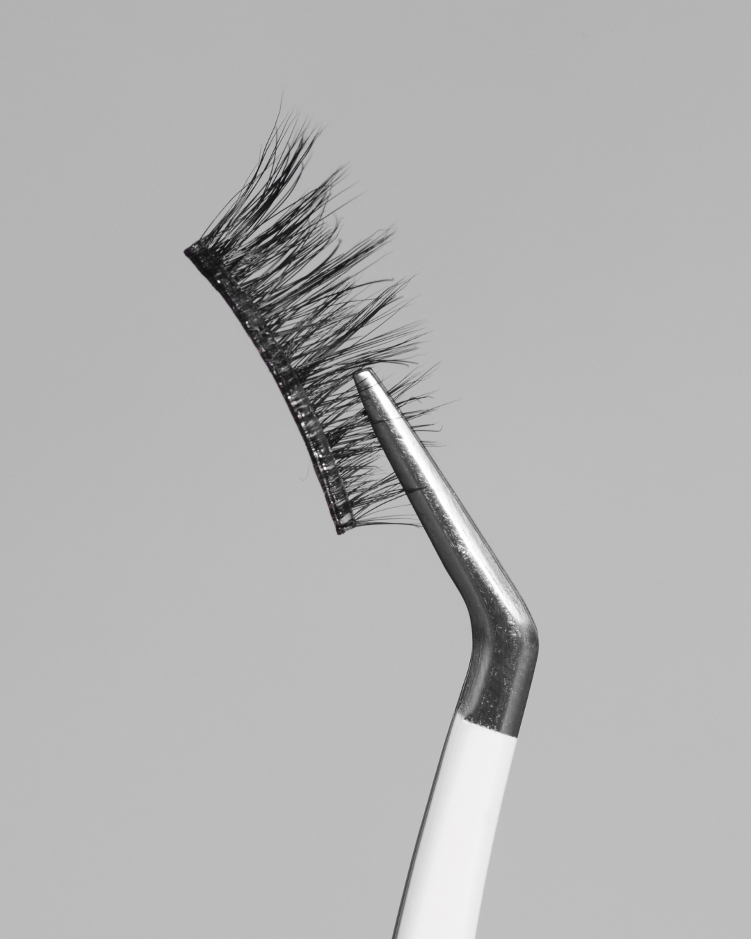 Close up of Dusk Pop-On Lashes: The 75+ Lash held by tweezers