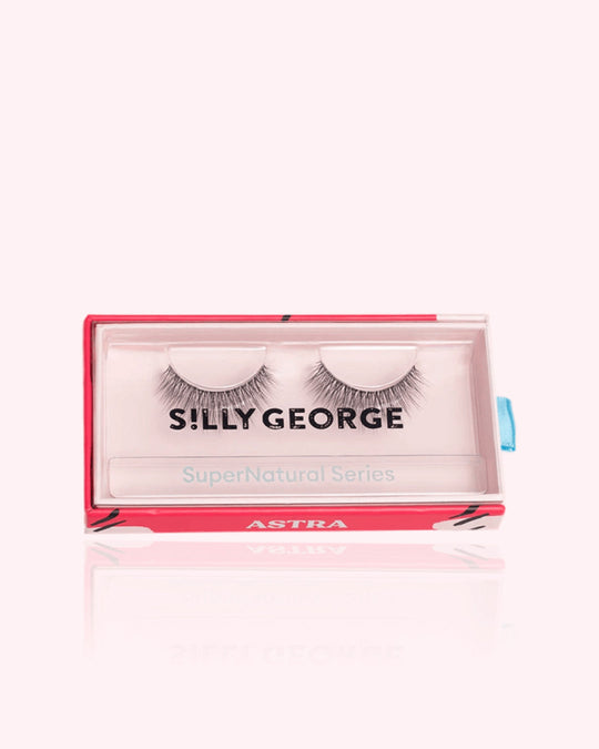 Silly George false eyelashes in a pink packaging box on a white background