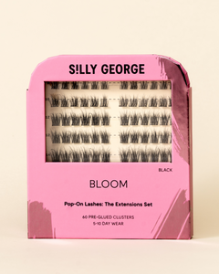 Black Bloom Pop-On Lashes: The Extensions Set packaging with pink design