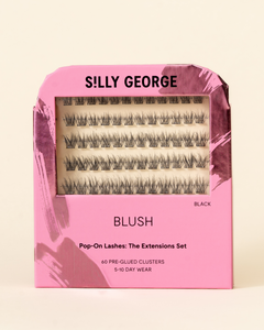 Back Blush Pop-On Lashes: The Extensions Set package with pink design