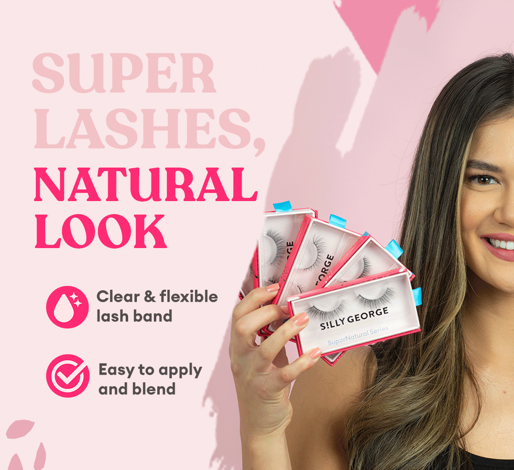 Super Lashes, Natural Look. Clear & Flexible lash band. Easy to apply and blend.