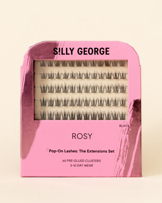 Black Rosy Pop-On Lashes: The Extensions Set packaging with pink design