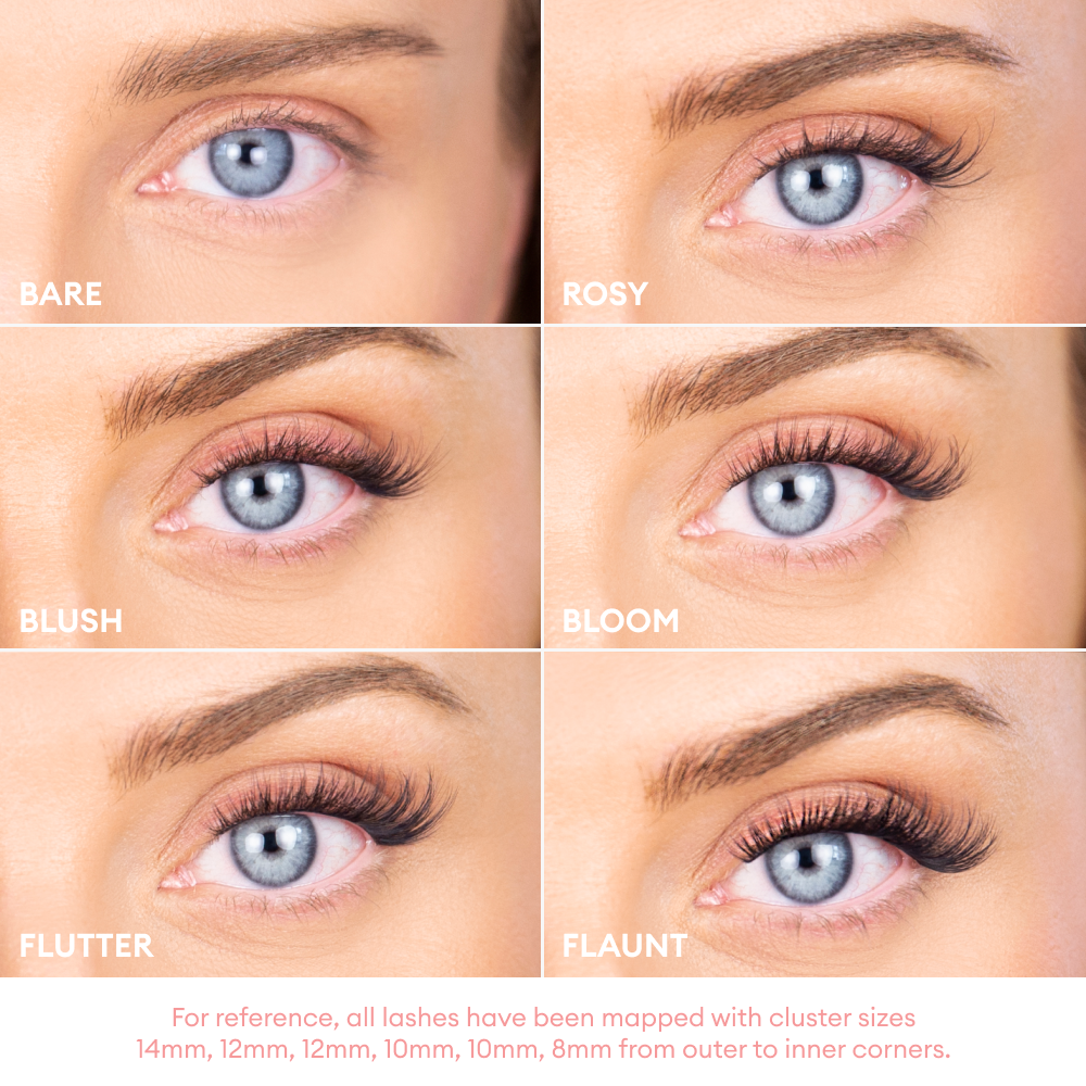 6 yeux détaillant chaque style de faux cils